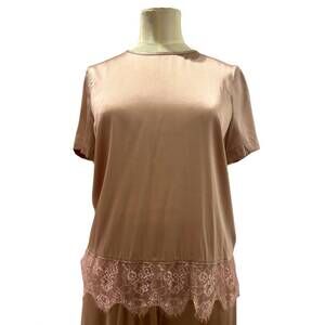 NEW MAX&MOI women's teola silk & lace shirt in malt